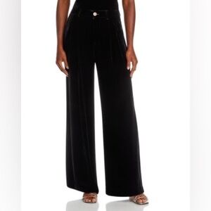 Bella Dahl Velvet Pleated Wide‎ Leg Pants Black